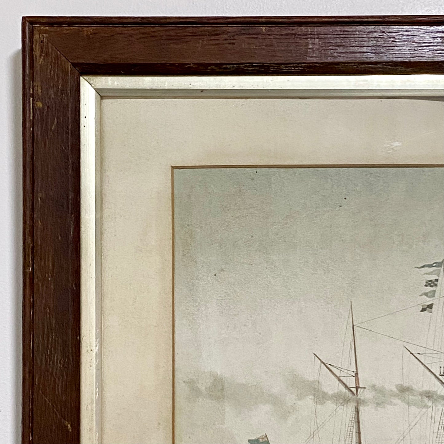 Antique The First Royal Mail Steamer RMS Britannia Chromolithograph c1840 Framed