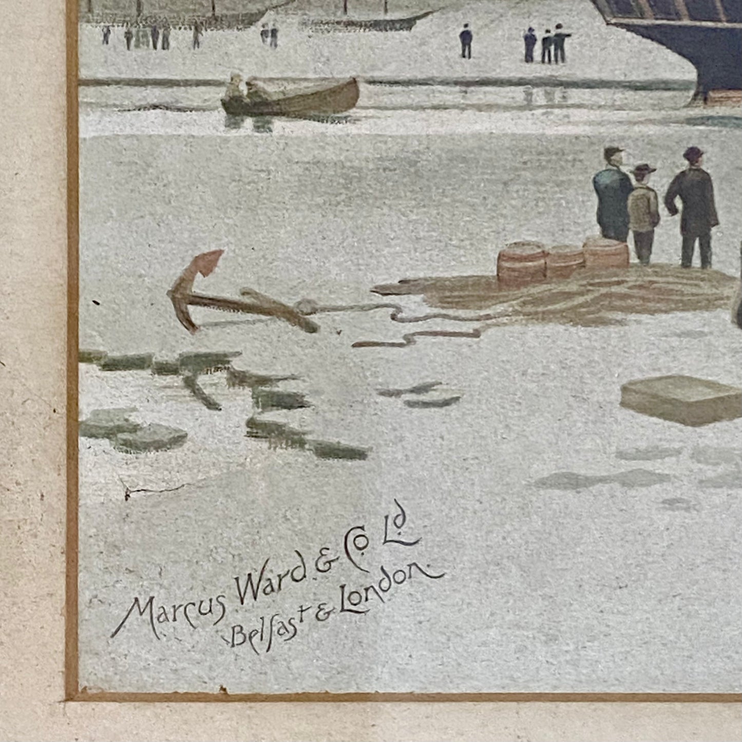 Antique The First Royal Mail Steamer RMS Britannia Chromolithograph c1840 Framed