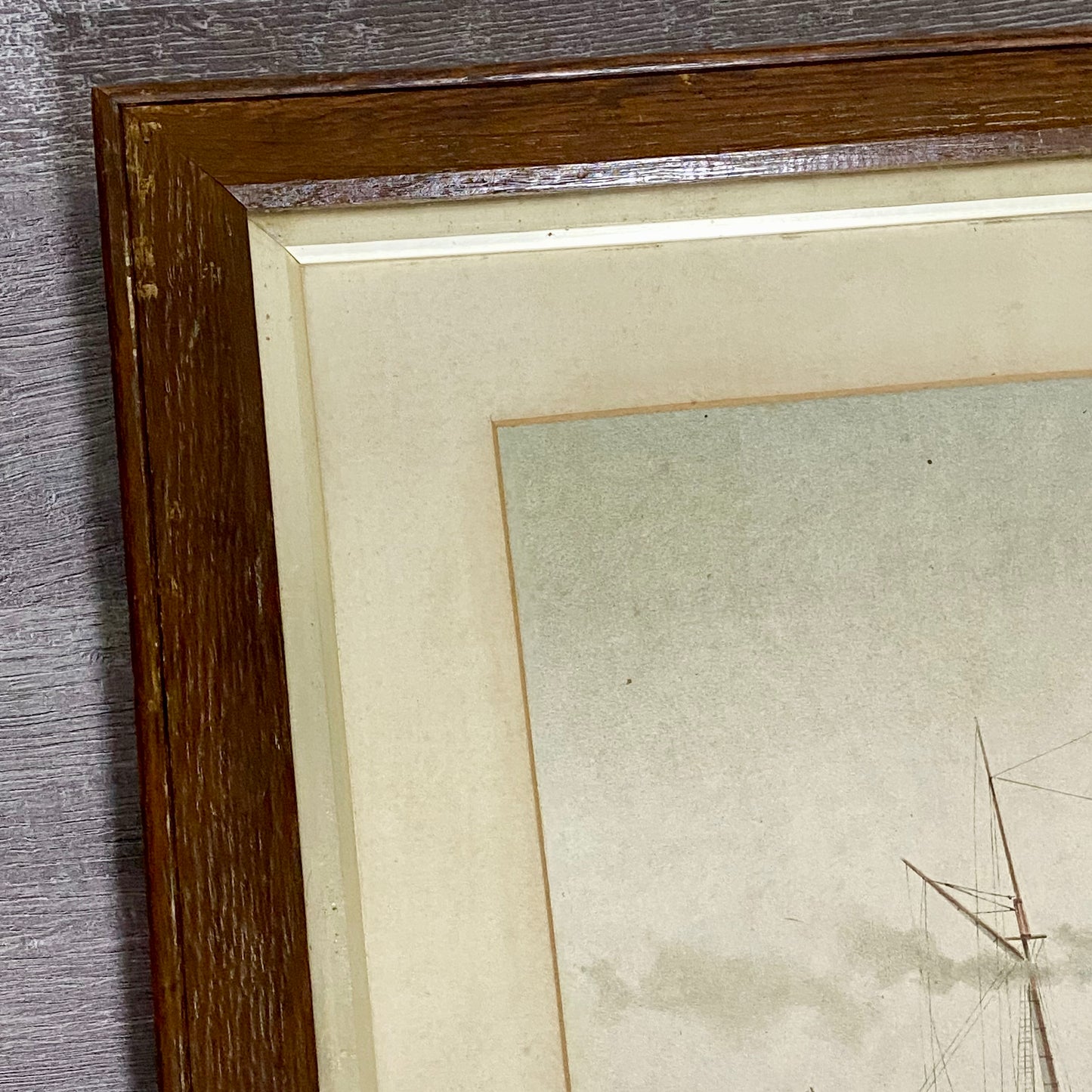 Antique The First Royal Mail Steamer RMS Britannia Chromolithograph c1840 Framed