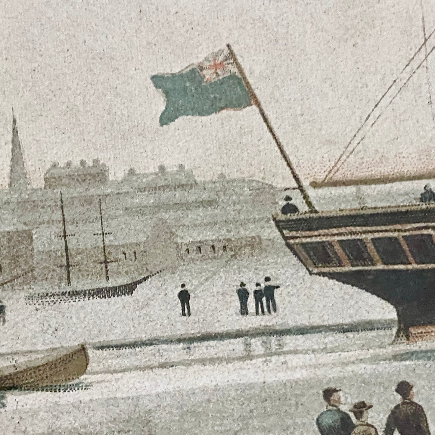 Antique The First Royal Mail Steamer RMS Britannia Chromolithograph c1840 Framed