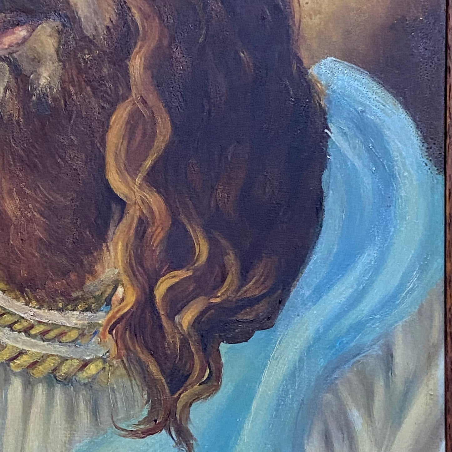 Vintage Jesus Christ Wearing Crown Of Thorns Oil Painting Signed By Alison Blyth