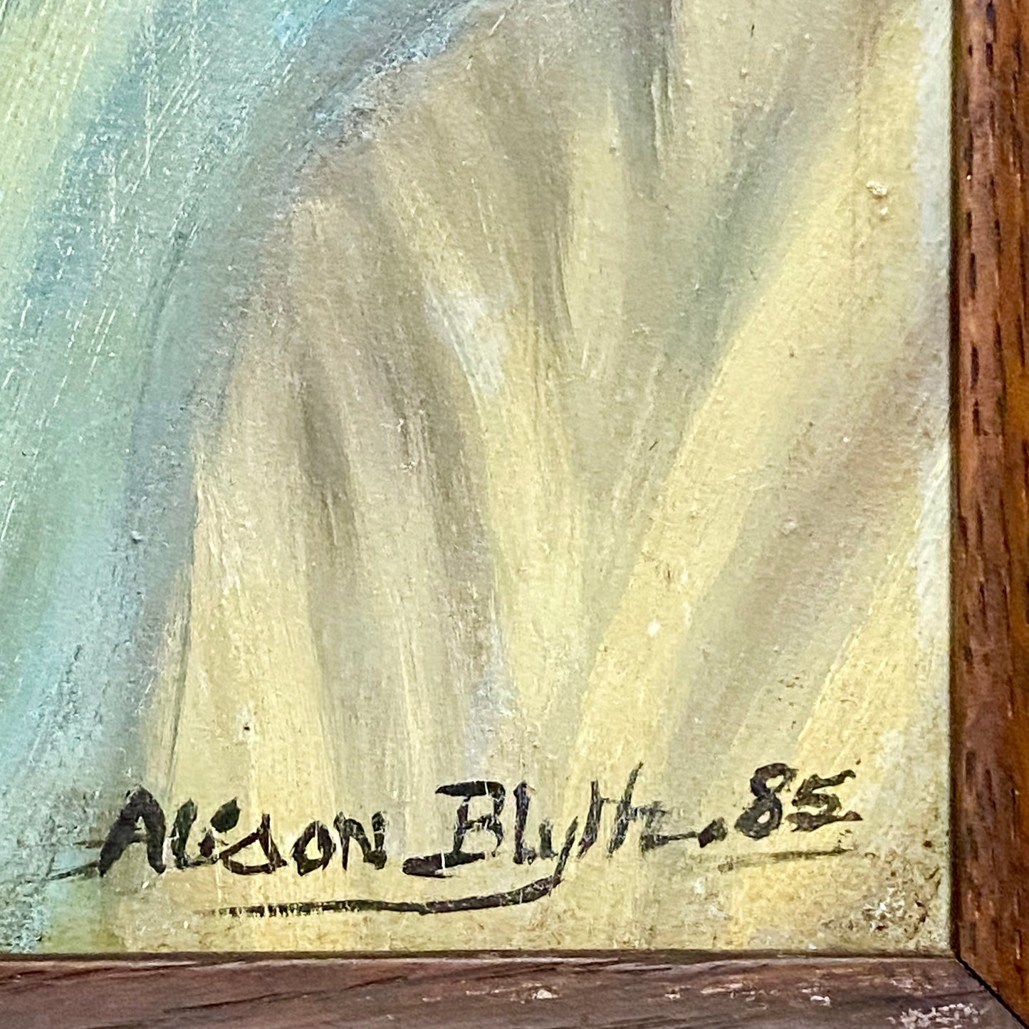 Vintage Jesus Christ Wearing Crown Of Thorns Oil Painting Signed By Alison Blyth