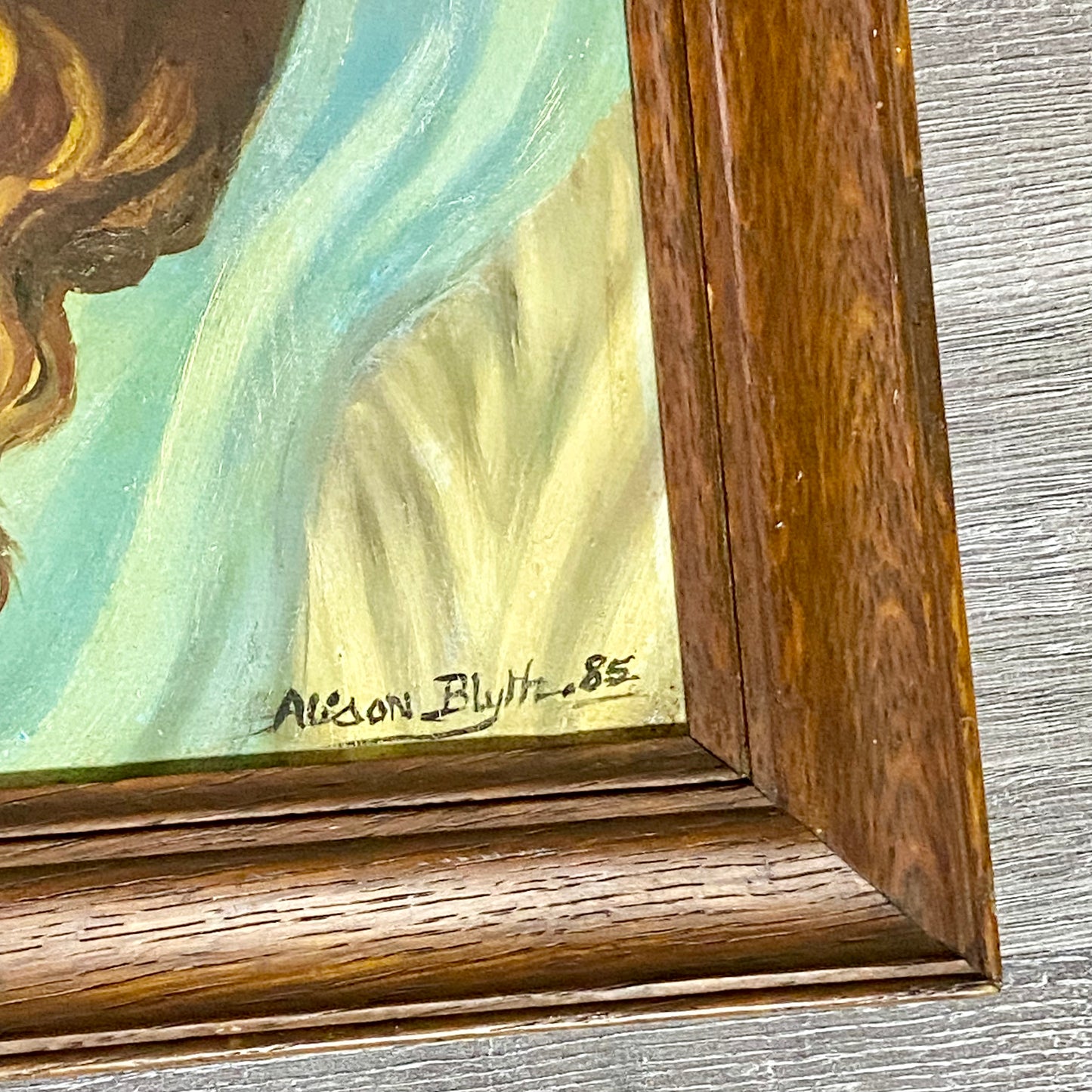 Vintage Jesus Christ Wearing Crown Of Thorns Oil Painting Signed By Alison Blyth