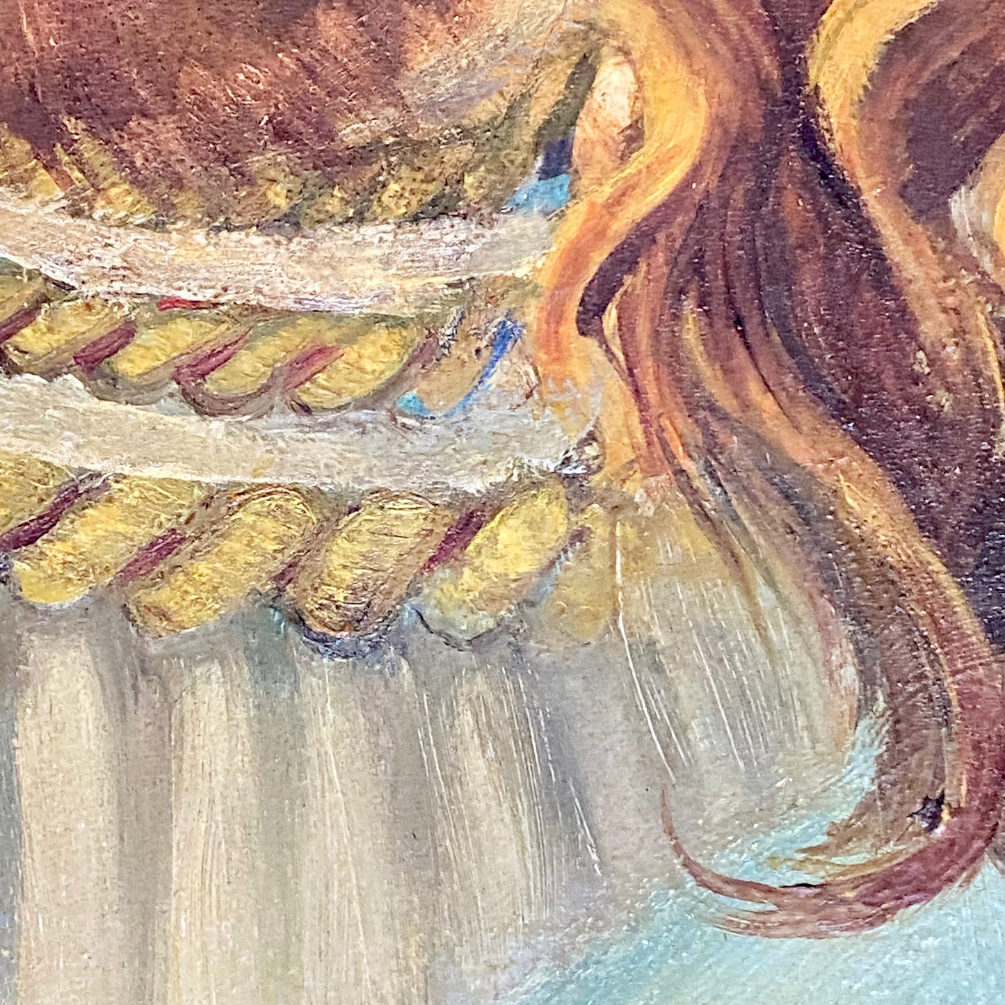 Vintage Jesus Christ Wearing Crown Of Thorns Oil Painting Signed By Alison Blyth