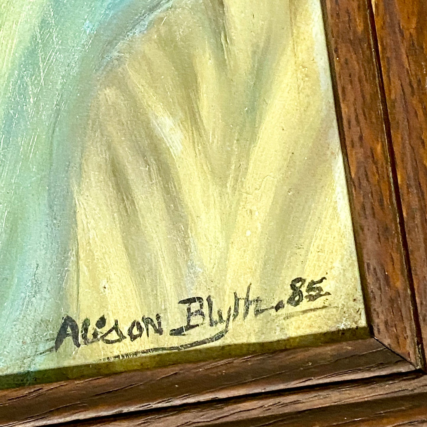 Vintage Jesus Christ Wearing Crown Of Thorns Oil Painting Signed By Alison Blyth