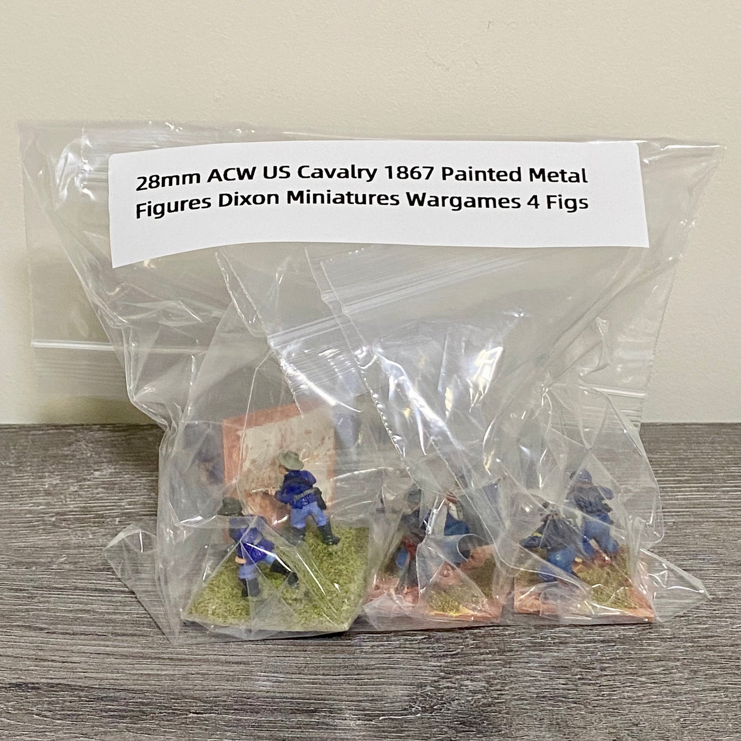 28mm ACW US Cavalry 1867 Painted Metal Figures Dixon Miniatures Wargames 4 Figs