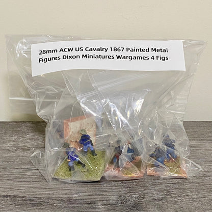 28mm ACW US Cavalry 1867 Painted Metal Figures Dixon Miniatures Wargames 4 Figs
