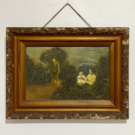 Antique French Mon Clady WWI Composite Memorial Portrait 1915 Painting Signed