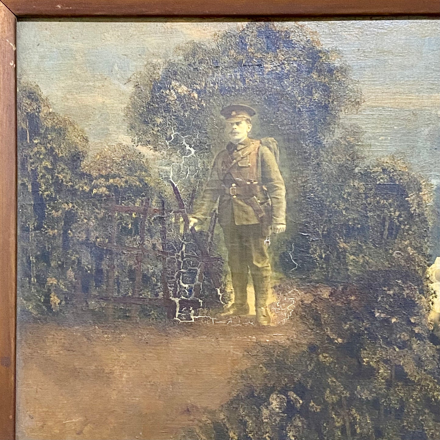 Antique French Mon Clady WWI Composite Memorial Portrait 1915 Painting Signed