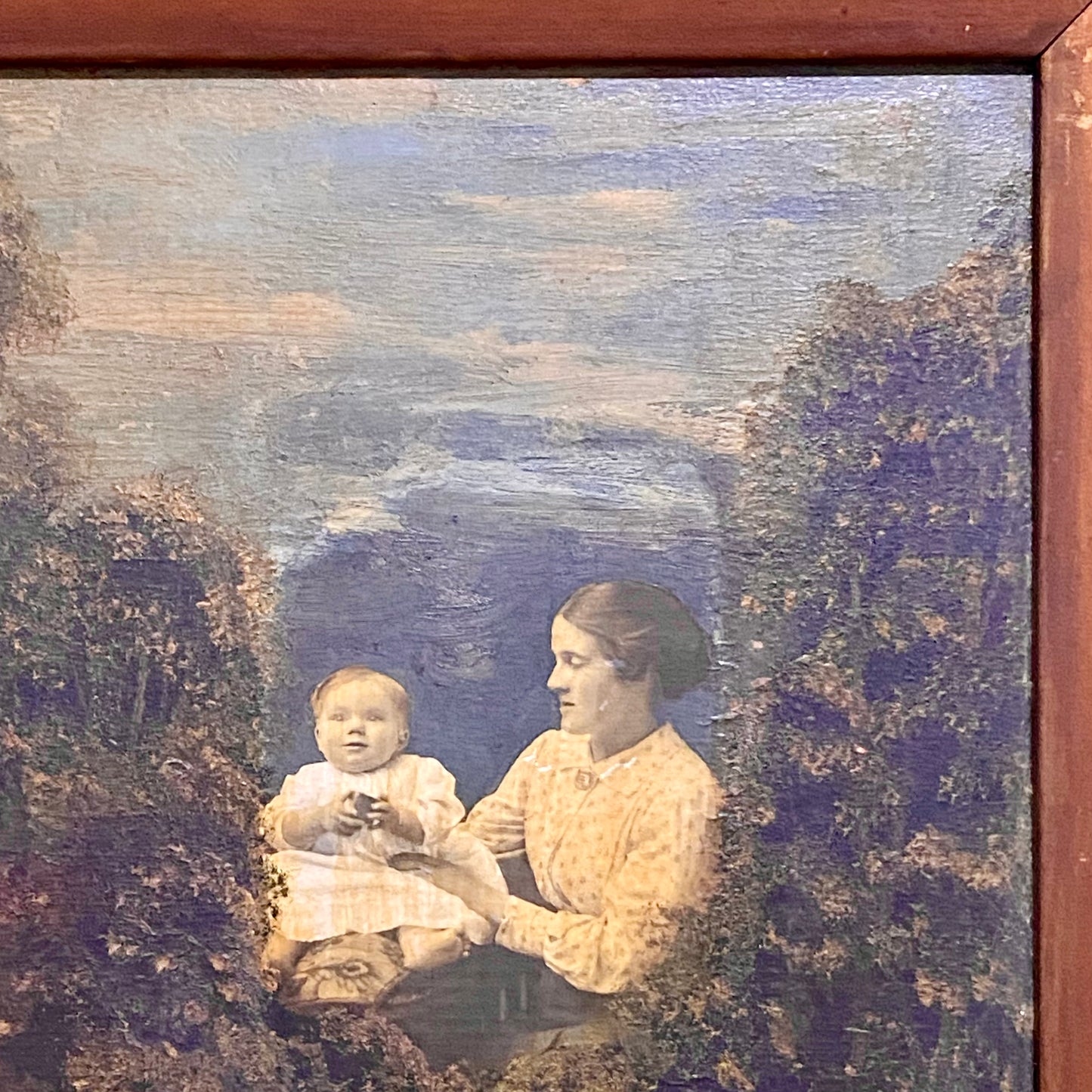 Antique French Mon Clady WWI Composite Memorial Portrait 1915 Painting Signed