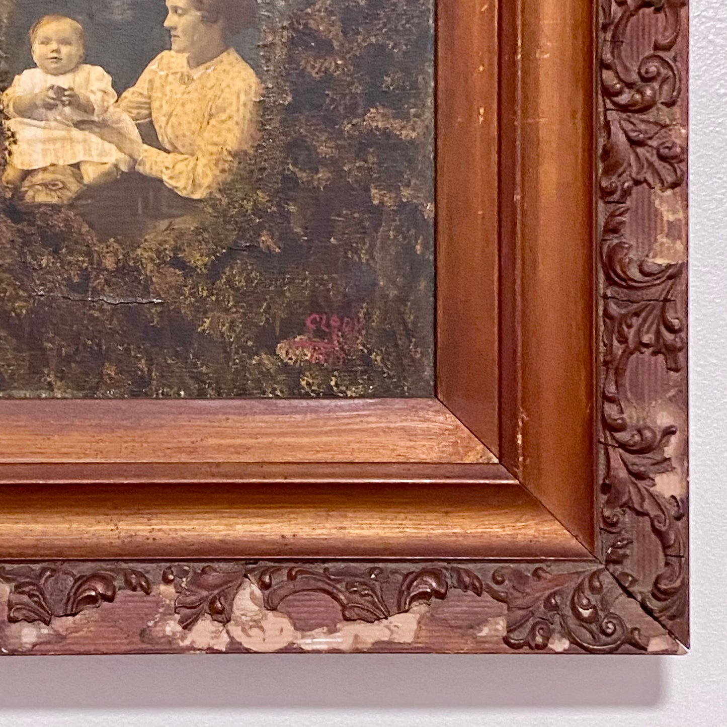 Antique French Mon Clady WWI Composite Memorial Portrait 1915 Painting Signed