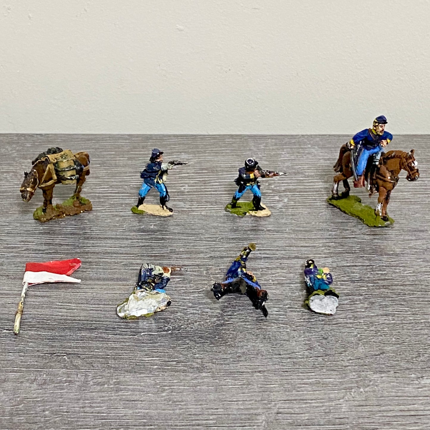 28mm ACW US Cavalry 1867 Painted Metal Figures Miniatures & Flag Wargames 8 Figs