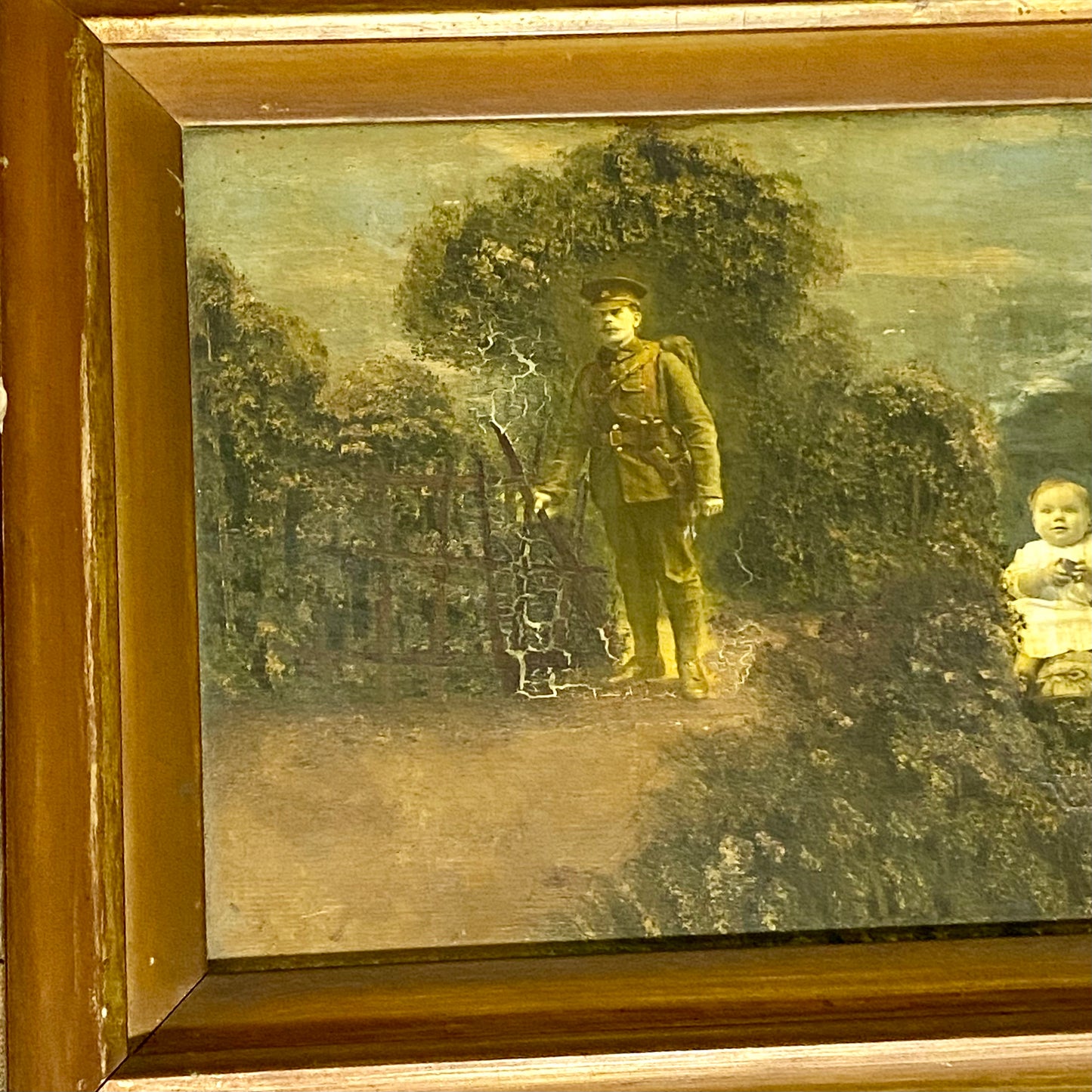 Antique French Mon Clady WWI Composite Memorial Portrait 1915 Painting Signed