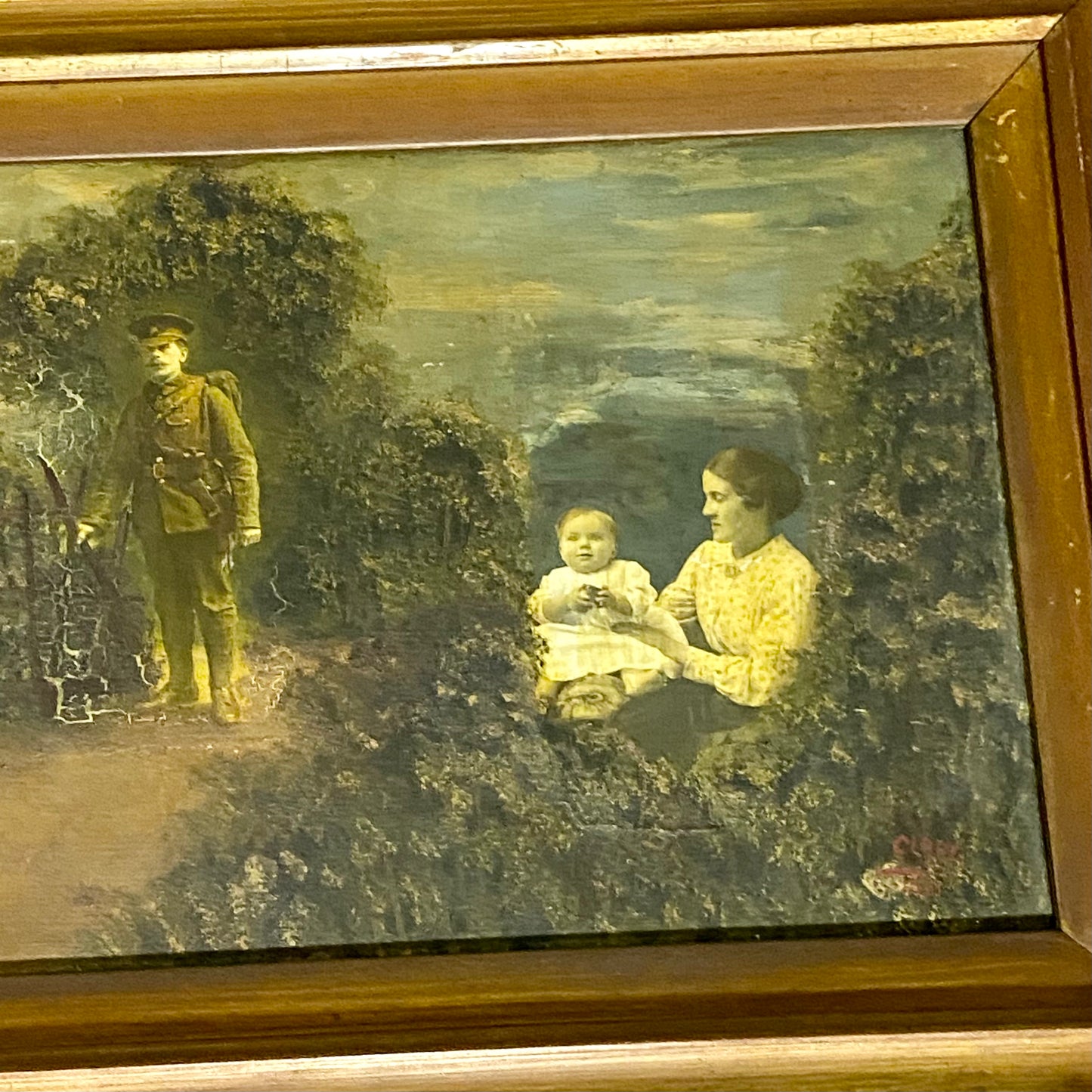 Antique French Mon Clady WWI Composite Memorial Portrait 1915 Painting Signed