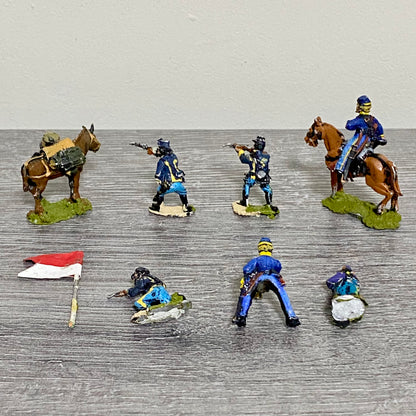 28mm ACW US Cavalry 1867 Painted Metal Figures Miniatures & Flag Wargames 8 Figs