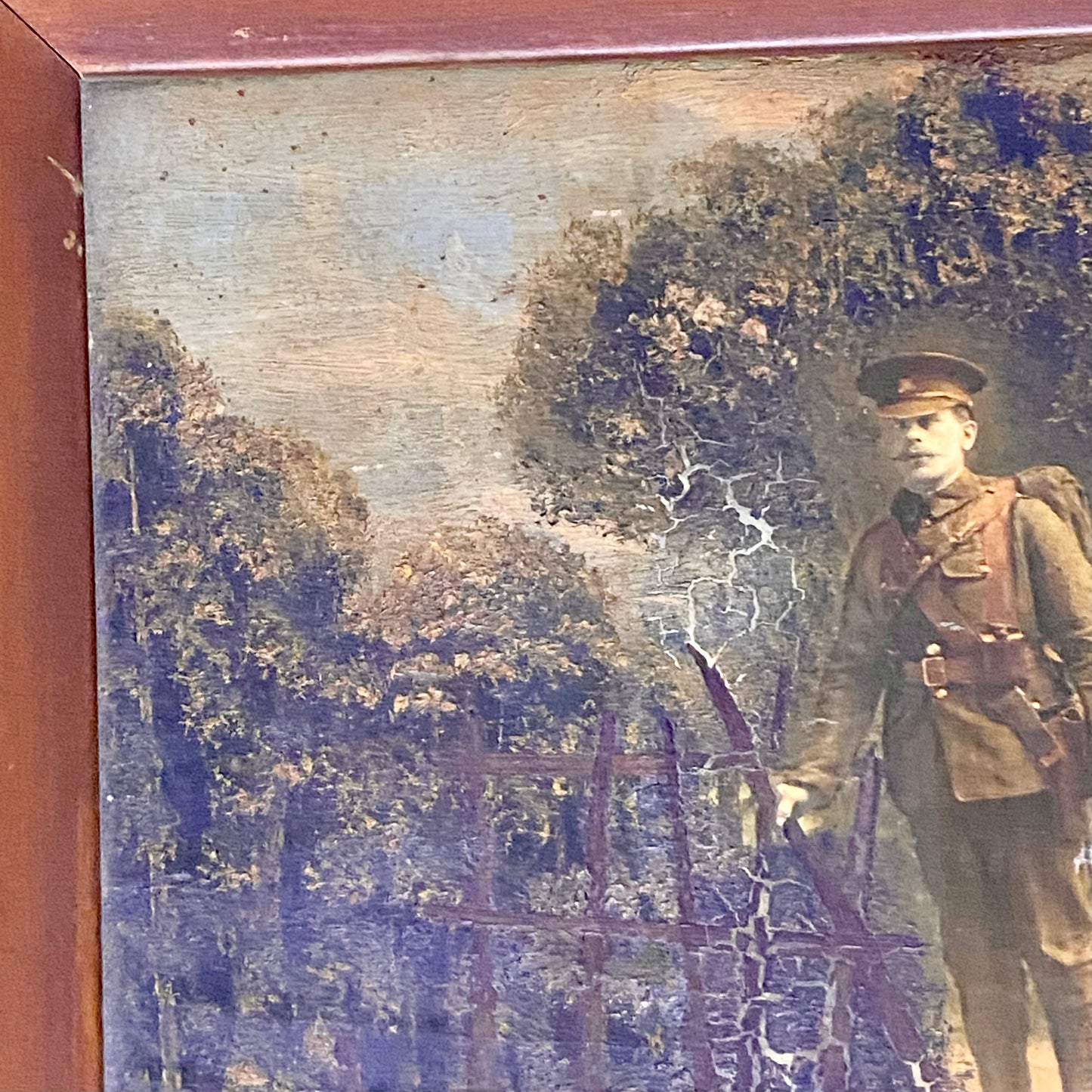 Antique French Mon Clady WWI Composite Memorial Portrait 1915 Painting Signed