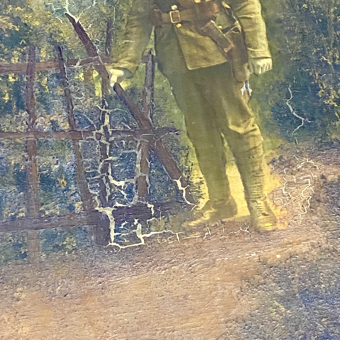 Antique French Mon Clady WWI Composite Memorial Portrait 1915 Painting Signed