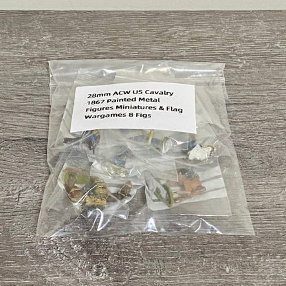 28mm ACW US Cavalry 1867 Painted Metal Figures Miniatures & Flag Wargames 8 Figs