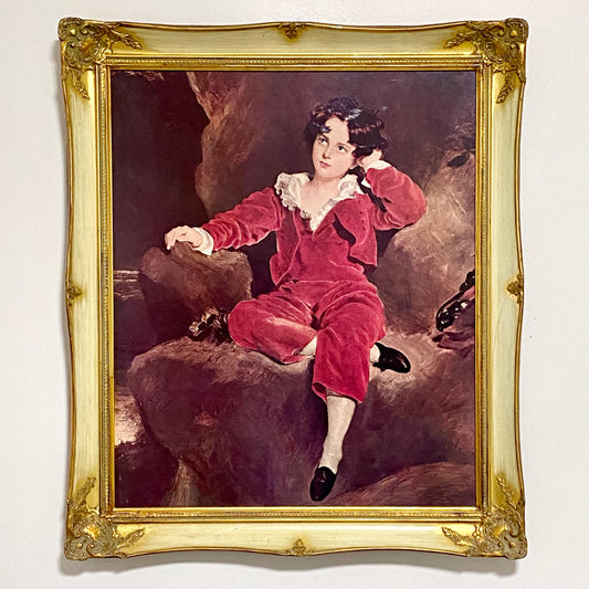 Vintage The Red Boy Textured Print After Sir Thomas Lawrence Large Gilt Framed