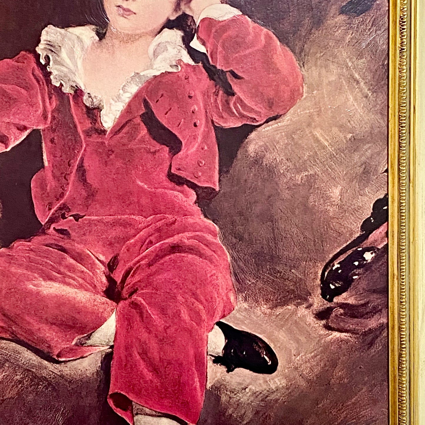 Vintage The Red Boy Textured Print After Sir Thomas Lawrence Large Gilt Framed