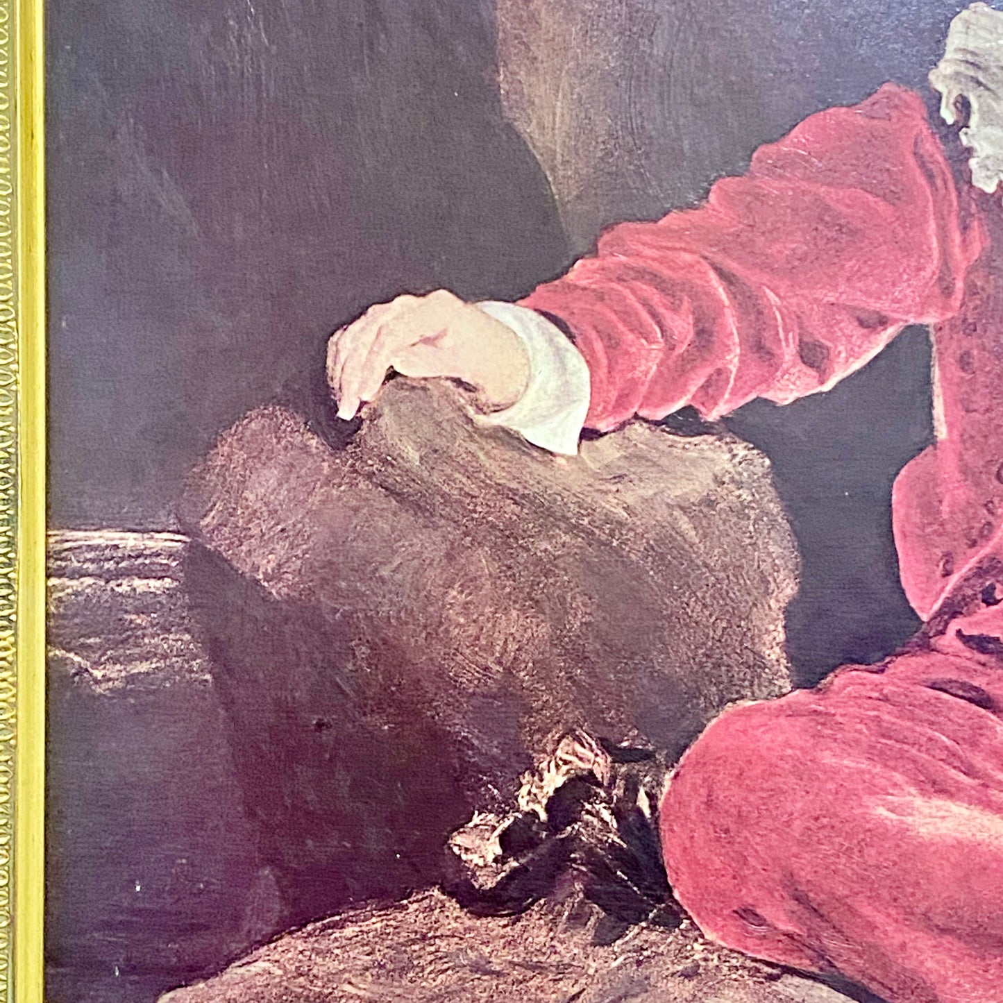 Vintage The Red Boy Textured Print After Sir Thomas Lawrence Large Gilt Framed