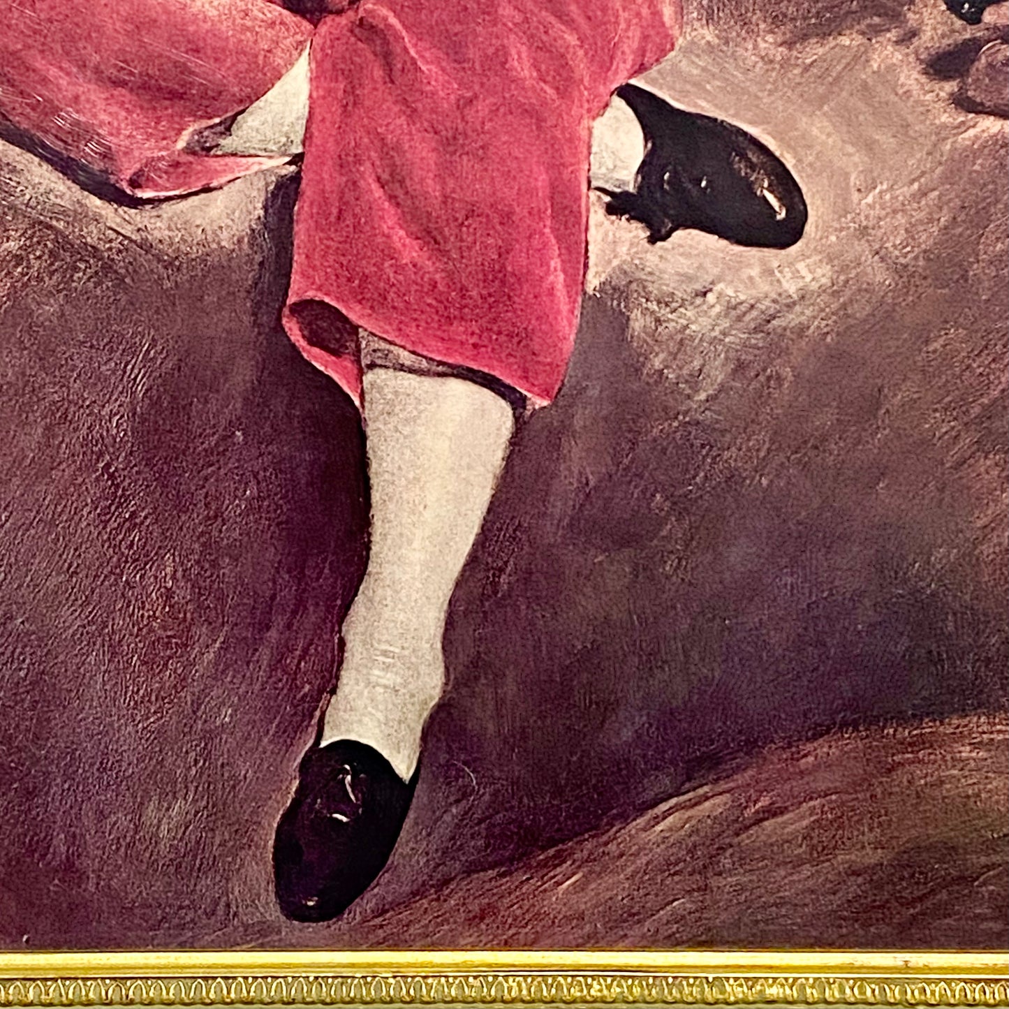 Vintage The Red Boy Textured Print After Sir Thomas Lawrence Large Gilt Framed