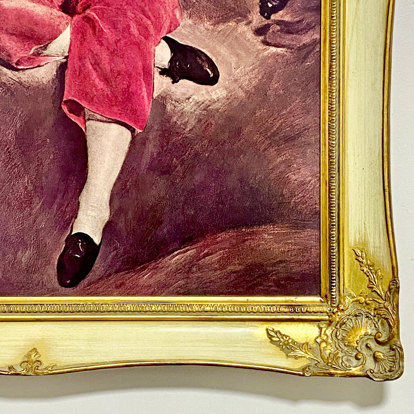 Vintage The Red Boy Textured Print After Sir Thomas Lawrence Large Gilt Framed