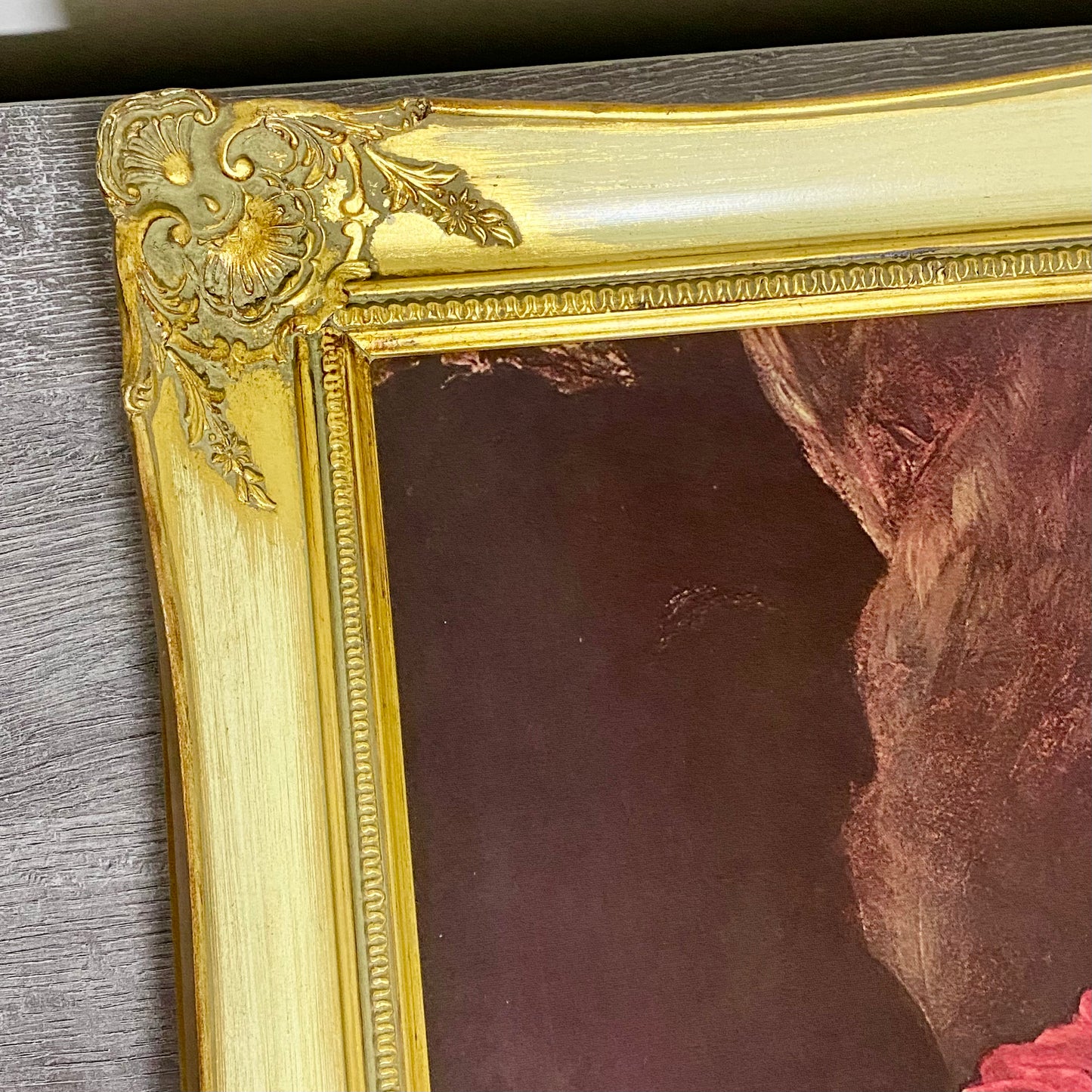 Vintage The Red Boy Textured Print After Sir Thomas Lawrence Large Gilt Framed