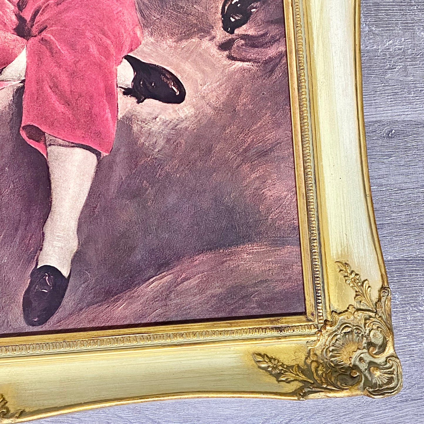 Vintage The Red Boy Textured Print After Sir Thomas Lawrence Large Gilt Framed