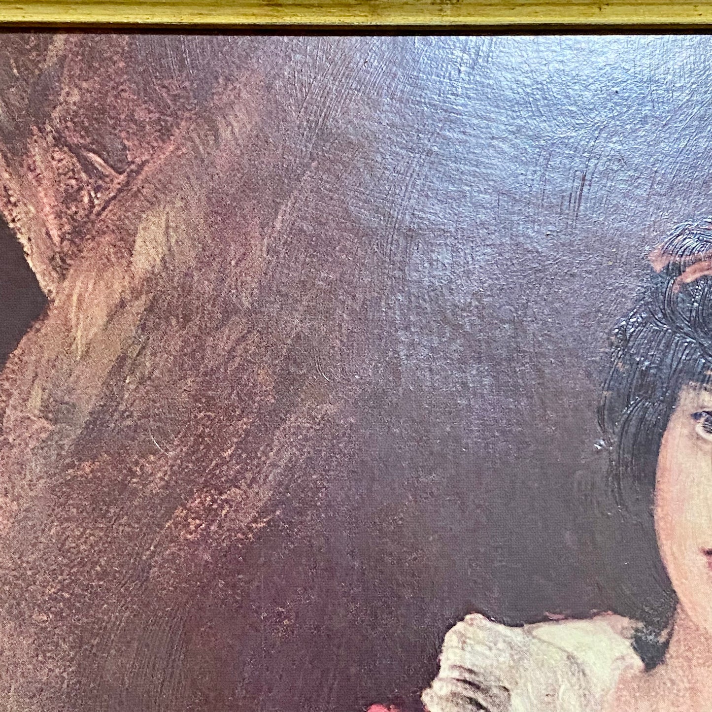 Vintage The Red Boy Textured Print After Sir Thomas Lawrence Large Gilt Framed