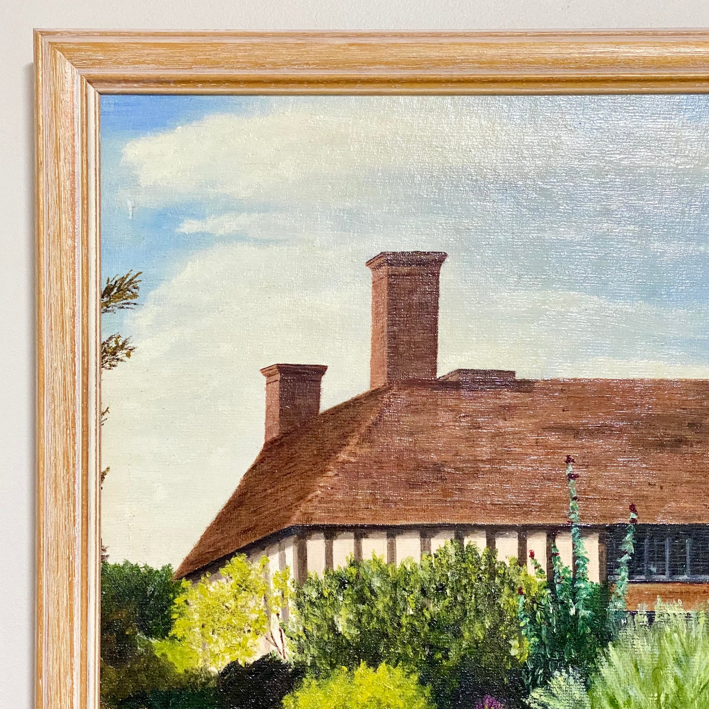 Vintage Great Dixter House & Gardens Scenery Oil Painting Signed P Scott Framed