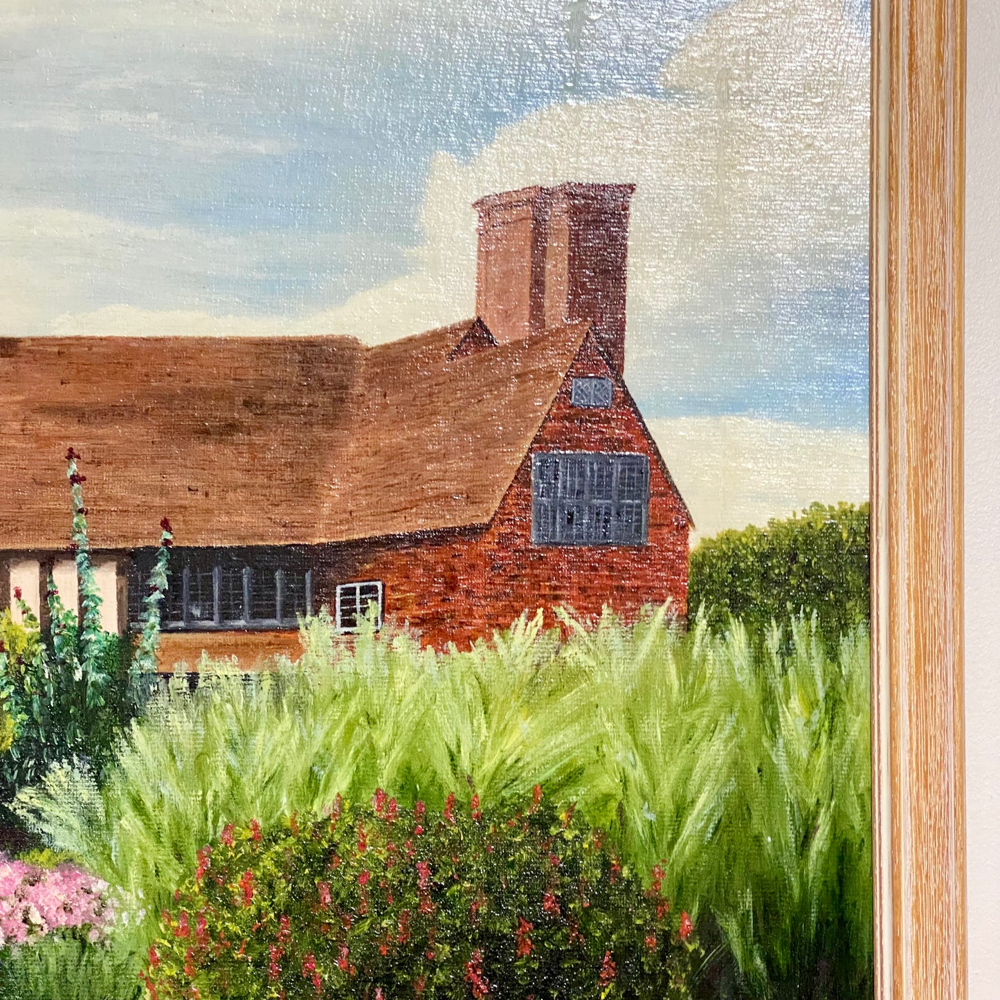 Vintage Great Dixter House & Gardens Scenery Oil Painting Signed P Scott Framed