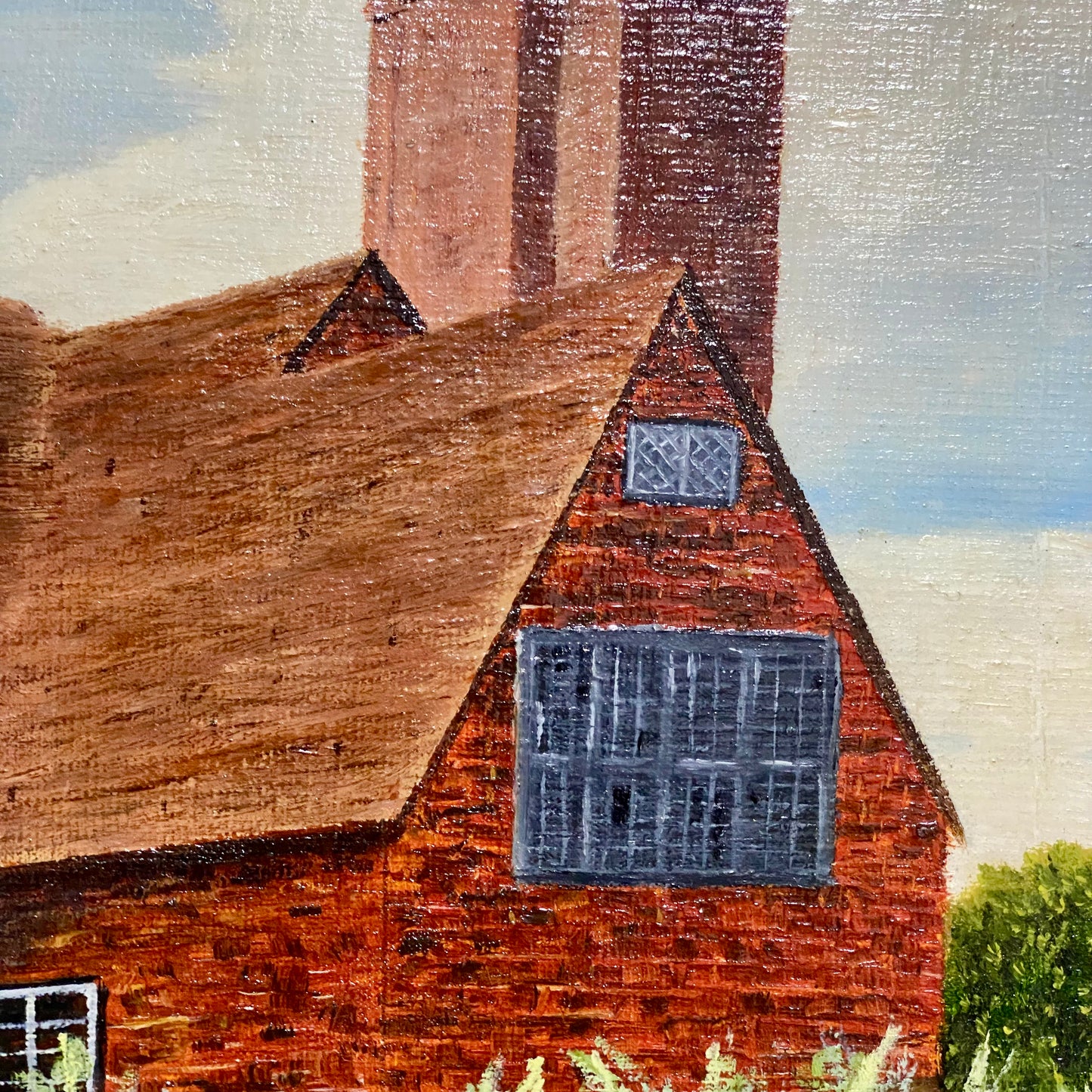 Vintage Great Dixter House & Gardens Scenery Oil Painting Signed P Scott Framed