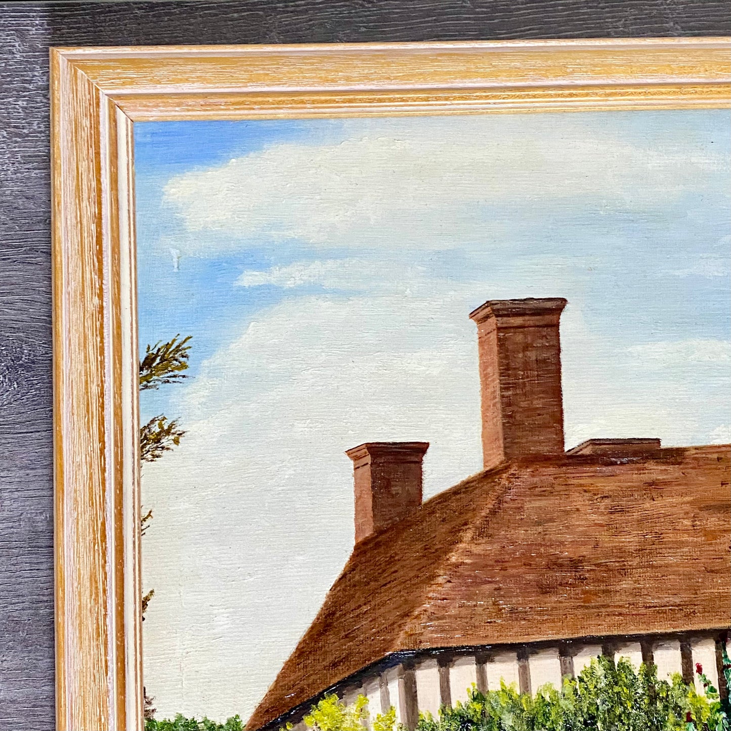 Vintage Great Dixter House & Gardens Scenery Oil Painting Signed P Scott Framed