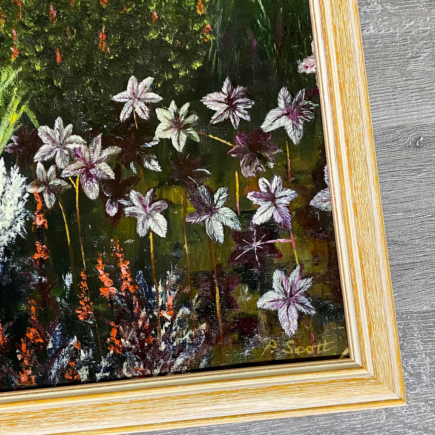 Vintage Great Dixter House & Gardens Scenery Oil Painting Signed P Scott Framed