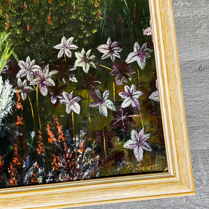 Vintage Great Dixter House & Gardens Scenery Oil Painting Signed P Scott Framed