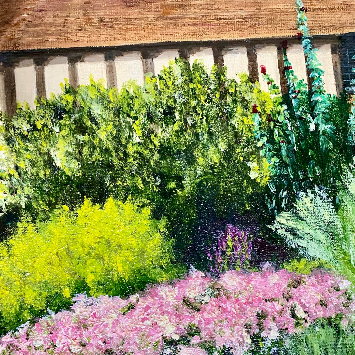 Vintage Great Dixter House & Gardens Scenery Oil Painting Signed P Scott Framed