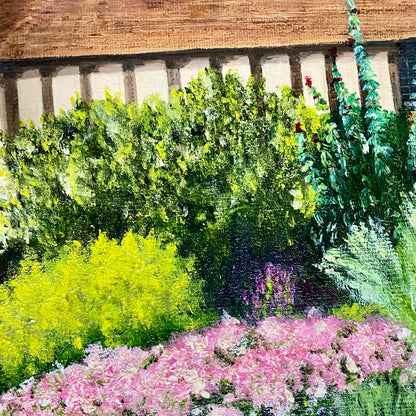 Vintage Great Dixter House & Gardens Scenery Oil Painting Signed P Scott Framed