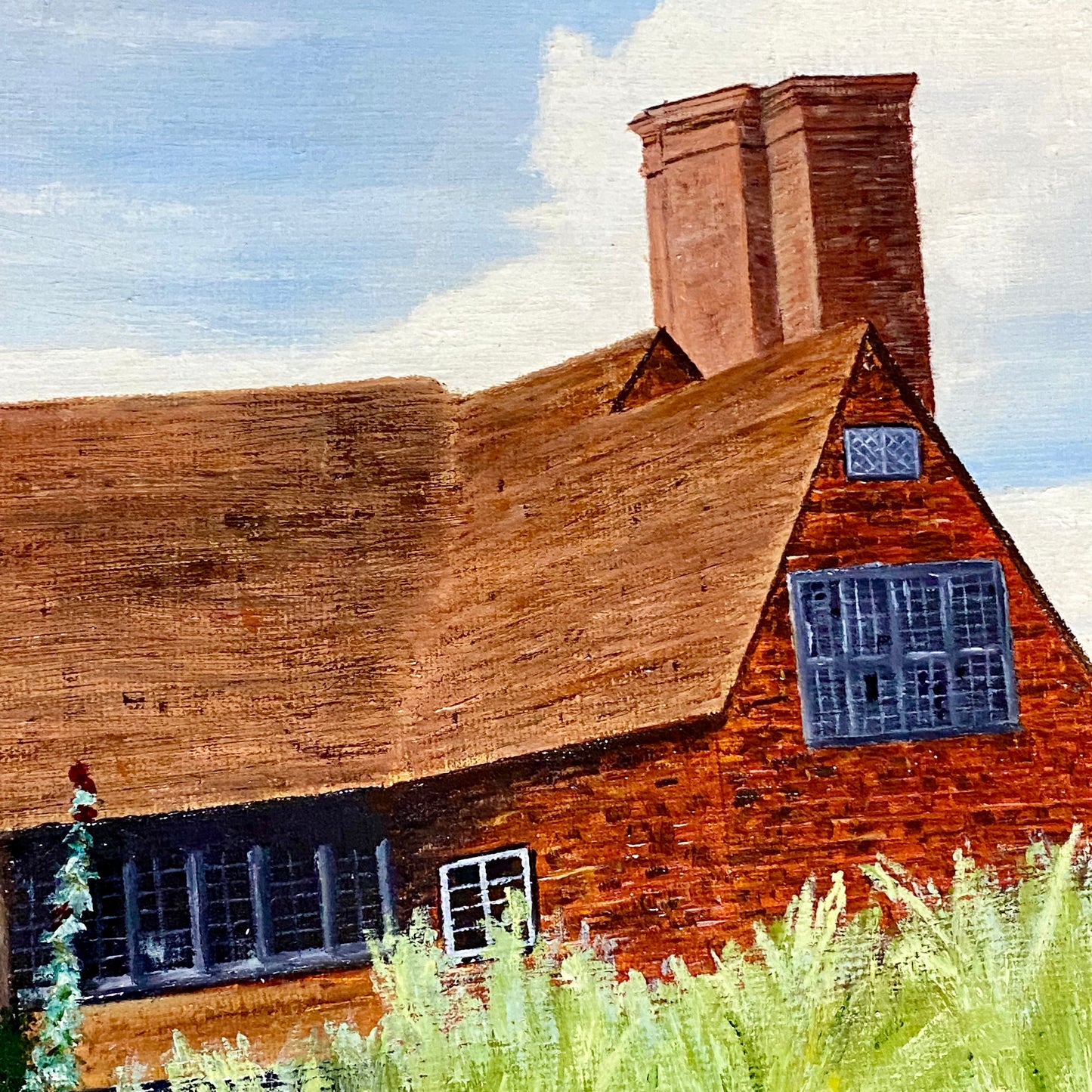 Vintage Great Dixter House & Gardens Scenery Oil Painting Signed P Scott Framed