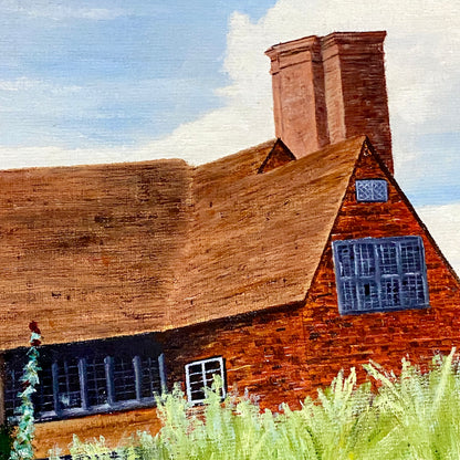 Vintage Great Dixter House & Gardens Scenery Oil Painting Signed P Scott Framed