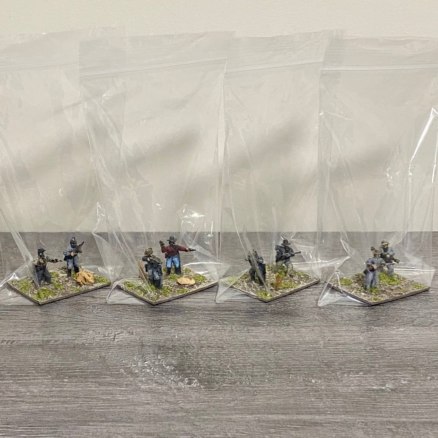 28mm ACW American Wild West Painted Metal Dixon Miniatures Wargames 4 Fig Scenes