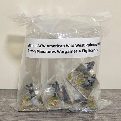 28mm ACW American Wild West Painted Metal Dixon Miniatures Wargames 4 Fig Scenes