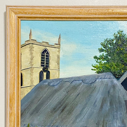 Vintage Thatched Cottage Welford-on-Avon Oil Painting Signed P Scott 1989 Framed
