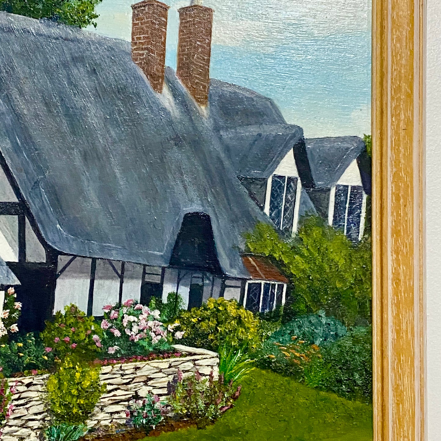 Vintage Thatched Cottage Welford-on-Avon Oil Painting Signed P Scott 1989 Framed