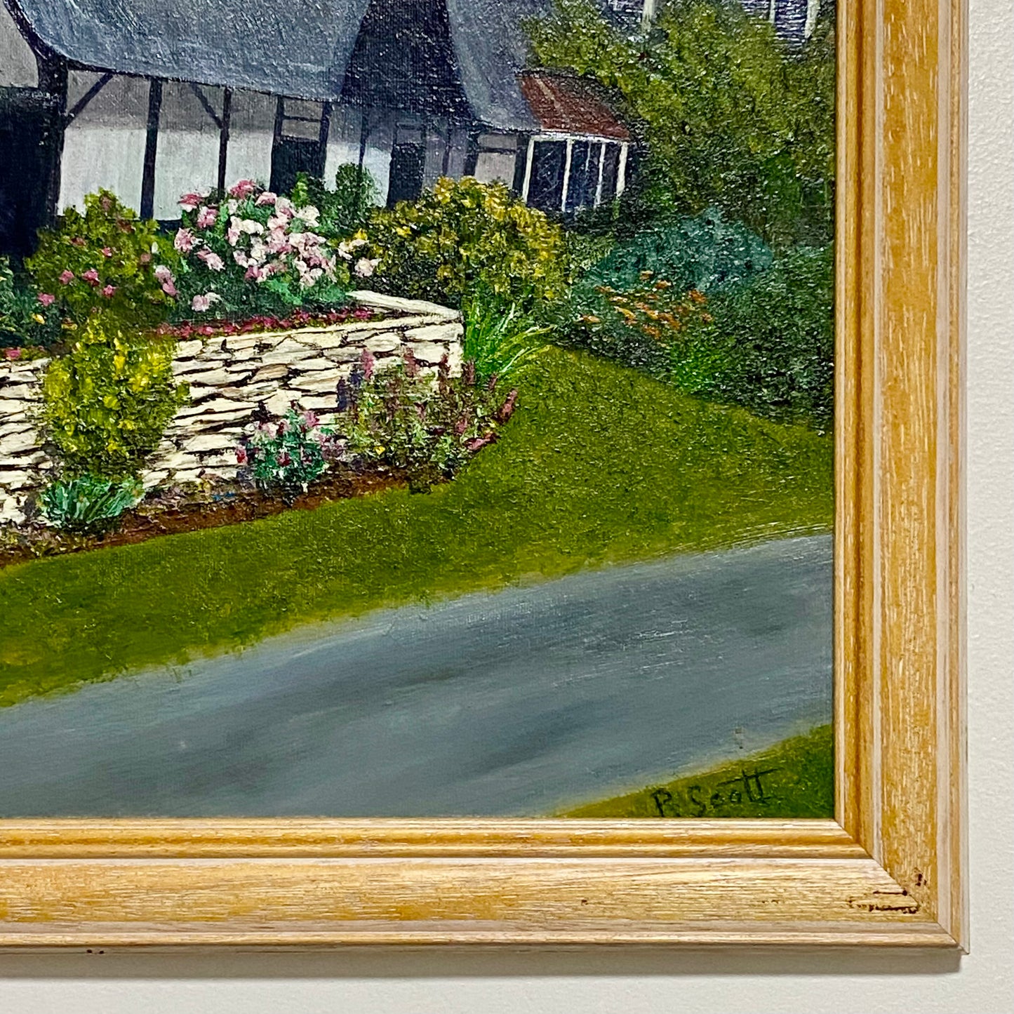 Vintage Thatched Cottage Welford-on-Avon Oil Painting Signed P Scott 1989 Framed