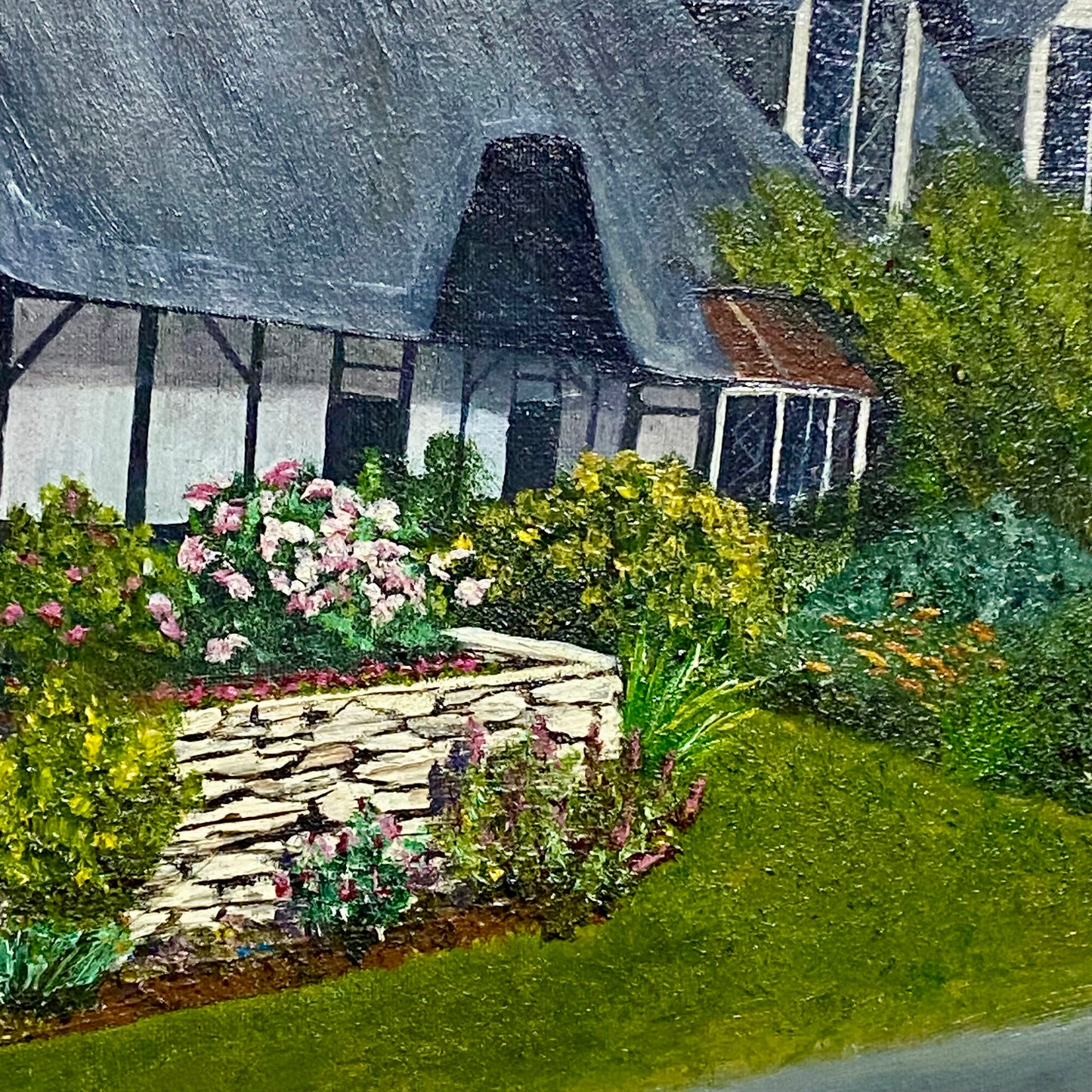 Vintage Thatched Cottage Welford-on-Avon Oil Painting Signed P Scott 1989 Framed
