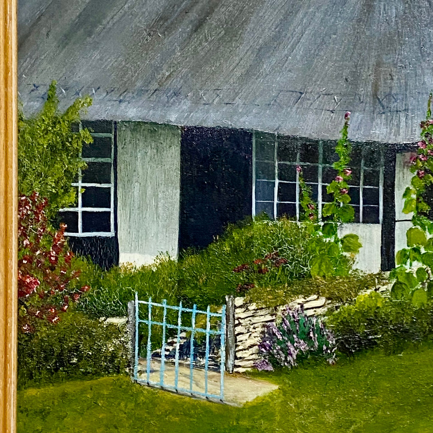 Vintage Thatched Cottage Welford-on-Avon Oil Painting Signed P Scott 1989 Framed