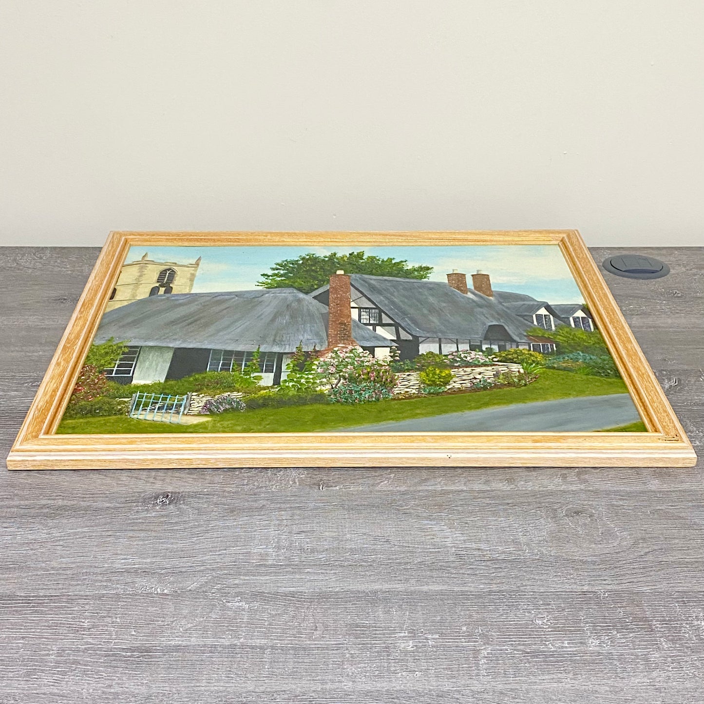 Vintage Thatched Cottage Welford-on-Avon Oil Painting Signed P Scott 1989 Framed