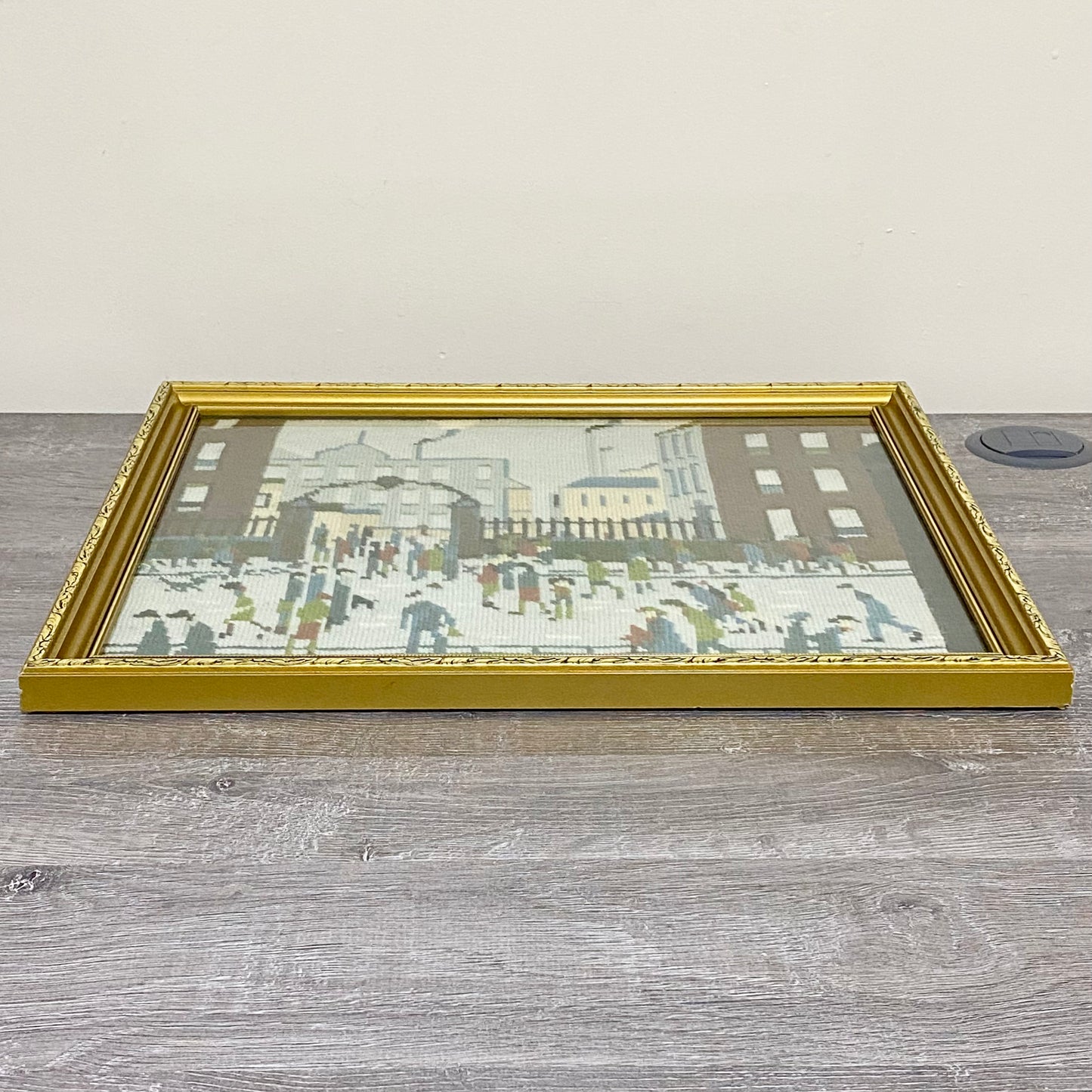 Vintage Northern Industrial Factory Scene L S Lowry Tapestry Framed & Glazed