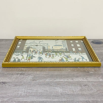 Vintage Northern Industrial Factory Scene L S Lowry Tapestry Framed & Glazed